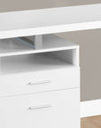 60" White and Silver Computer Desk With Two Drawers