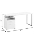 60" White and Silver Computer Desk With Two Drawers
