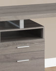 60" White and Silver Computer Desk With Two Drawers
