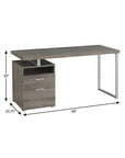60" White and Silver Computer Desk With Two Drawers