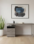 60" White and Silver Computer Desk With Two Drawers