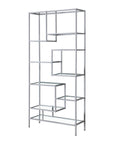 72" Silver And Clear Metal and Glass Nine Tier Etagere Bookcase