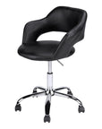 Black and Silver Adjustable Swivel Faux Leather Rolling Office Chair