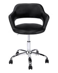 Black and Silver Adjustable Swivel Faux Leather Rolling Office Chair