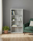 48" Gray Wood Four Tier Bookcase