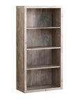 48" Taupe Distressed Wood Adjustable Four Tier Bookcase