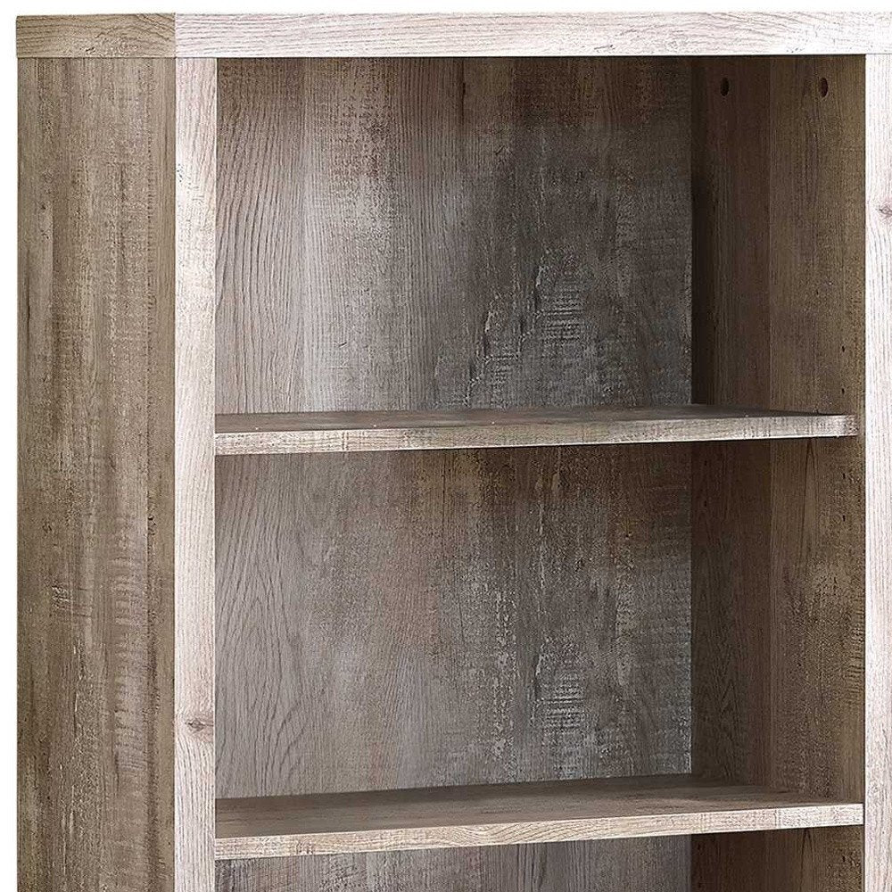 48" Taupe Distressed Wood Adjustable Four Tier Bookcase