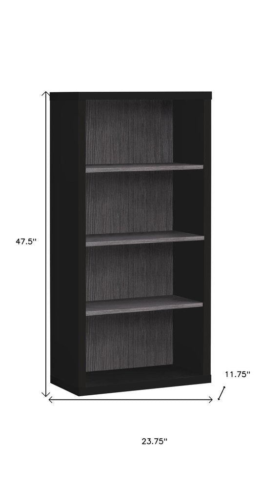 48" Gray Wood Four Tier Bookcase