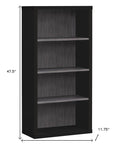 48" Gray Wood Four Tier Bookcase