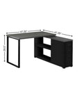 47" Gray and Black L Shape Computer Desk With Three Drawers