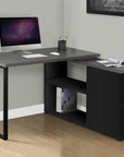 47" Gray and Black L Shape Computer Desk With Three Drawers