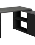 47" Gray and Black L Shape Computer Desk With Three Drawers