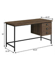 55" Brown and Black Computer Desk With Three Drawers