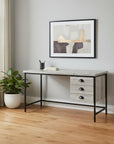 55" Gray and Black Computer Desk With Three Drawers