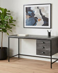 55" Gray and Black Computer Desk With Three Drawers