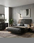 Four Piece Gray Solid Wood Bedroom Set With Mirror