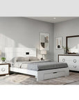 Four Piece White Solid Wood Bedroom Set With Mirror