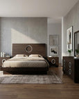 Four Piece Wood Brown Solid Wood Bedroom Set With Mirror