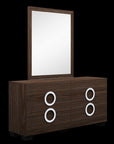 Four Piece Wood Brown Solid Wood Bedroom Set With Mirror
