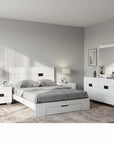 Four Piece White Solid Wood Bedroom Set With Mirror