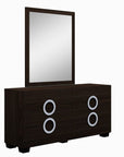 Four Piece Wood Brown Solid Wood Bedroom Set With Mirror