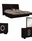 Four Piece Wood Brown Solid Wood Bedroom Set With Mirror