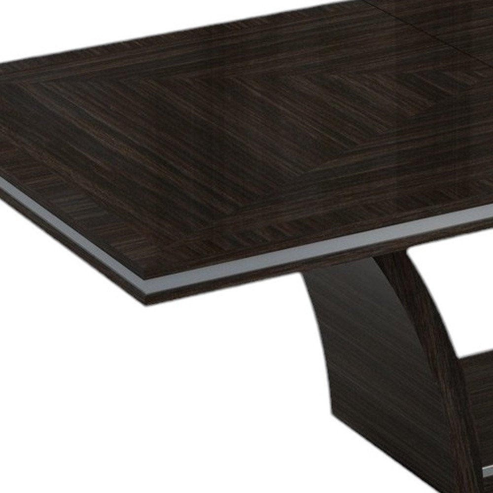 Seven Piece Dark Brown Solid Wood Dining Set with Six Chairs
