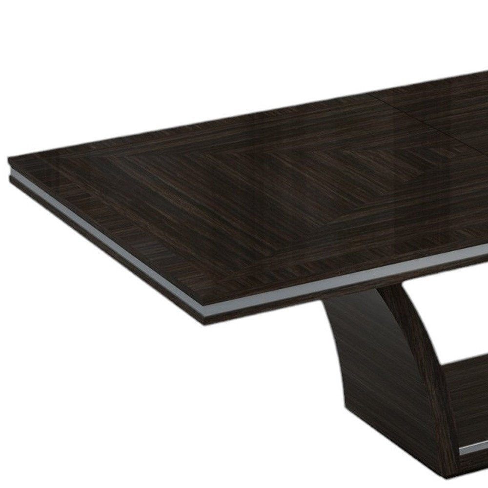 Seven Piece Dark Brown Solid Wood Dining Set with Six Chairs