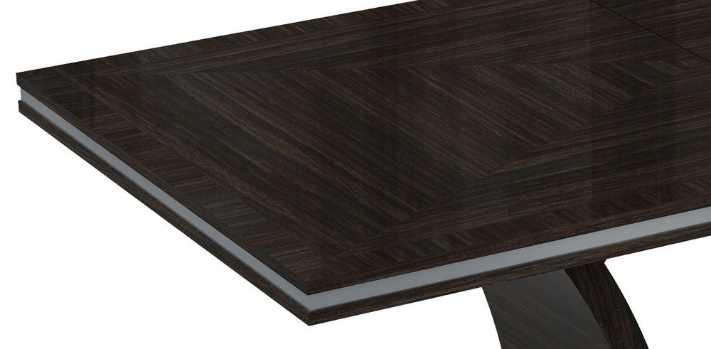 Seven Piece Dark Brown Solid Wood Dining Set with Six Chairs