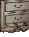 31" Gold Two Drawers Solid Wood Mirrored Nightstand