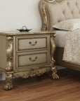 31" Gold Two Drawers Solid Wood Mirrored Nightstand