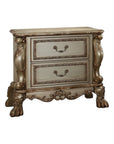 31" Gold Two Drawers Solid Wood Mirrored Nightstand