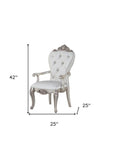 Set of Two 25" Silver and Pearl Fabric Tufted Side Chair