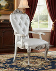 Set of Two 25" Silver and Pearl Fabric Tufted Side Chair
