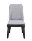 Set of Two Light Gray And Gray Upholstered Linen Dining Side Chairs