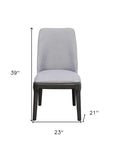 Set of Two Light Gray And Gray Upholstered Linen Dining Side Chairs