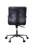 24" X 25" X 36" Vintage Black Top Grain Leather Aluminum Metal Upholstered (Seat) Casters Engineered Wood Executive Office Chair