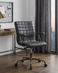24" X 25" X 36" Vintage Black Top Grain Leather Aluminum Metal Upholstered (Seat) Casters Engineered Wood Executive Office Chair