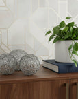 Set of Three Silver Wire 3" Decorative Orbs
