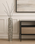47" Aluminum Silver Twigs Cylinder Floor Vase
