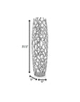 32" Aluminum Silver Twigs Cylinder Floor Vase