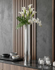 56" Silver Aluminum Cylinder Table Vase