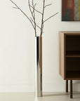 56" Silver Aluminum Cylinder Table Vase
