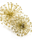 Set of Two Gold Cast Iron Decorative Spiky Sphere Tabletop Sculptures