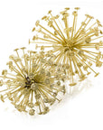 Set of Two Gold Cast Iron Decorative Spiky Sphere Tabletop Sculptures