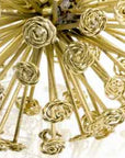 Set of Two Gold Cast Iron Decorative Spiky Sphere Tabletop Sculptures