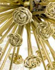 Set of Two Gold Cast Iron Decorative Spiky Sphere Tabletop Sculptures