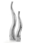 Set of Two Silver Aluminum Squiggly Vases