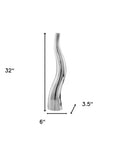 Set of Two Silver Aluminum Squiggly Vases
