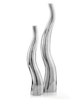 Set of Two Silver Aluminum Squiggly Vases